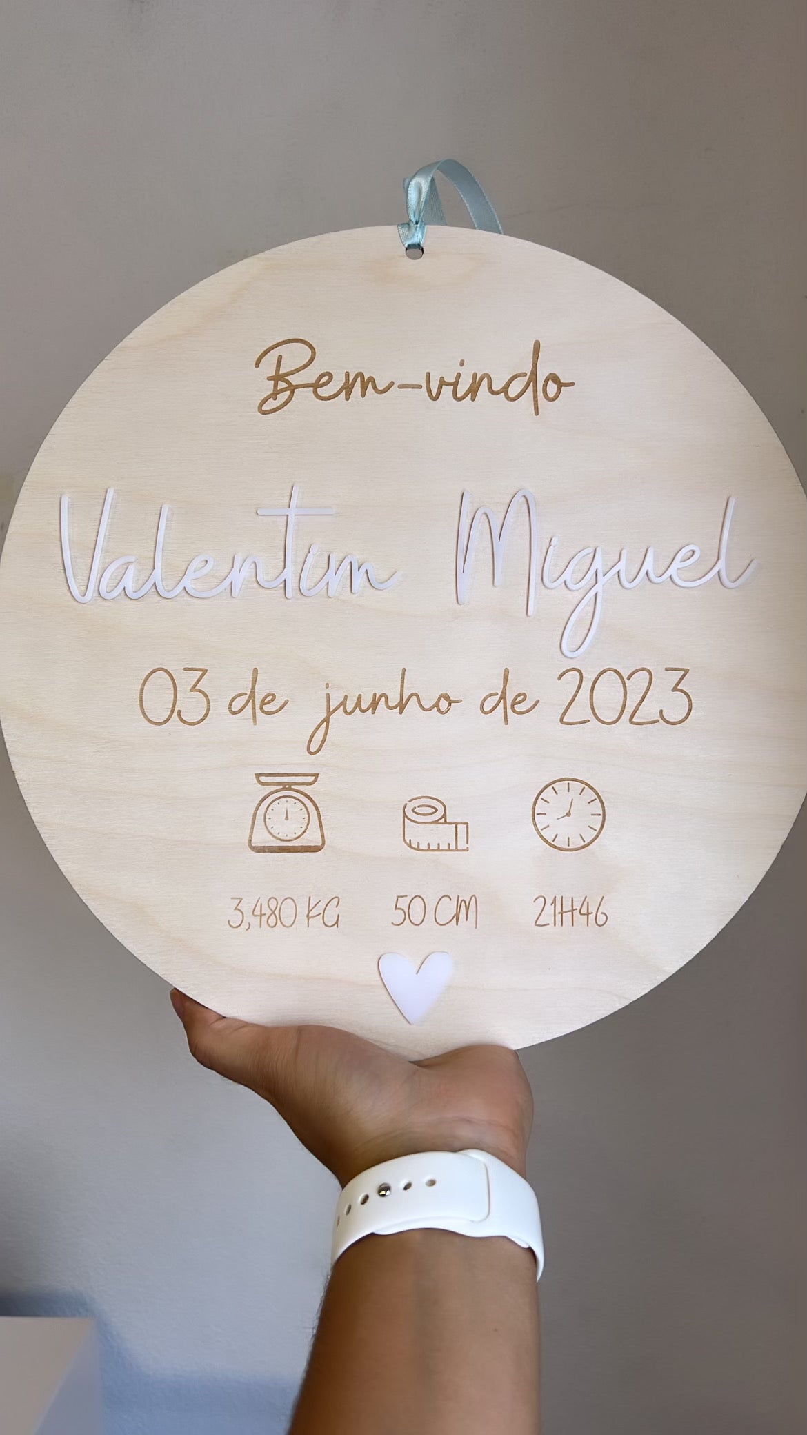 Plaquinha de nascimento para bebé