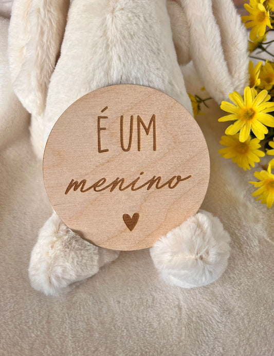 Placa para sessão fotográfica - É um menino!