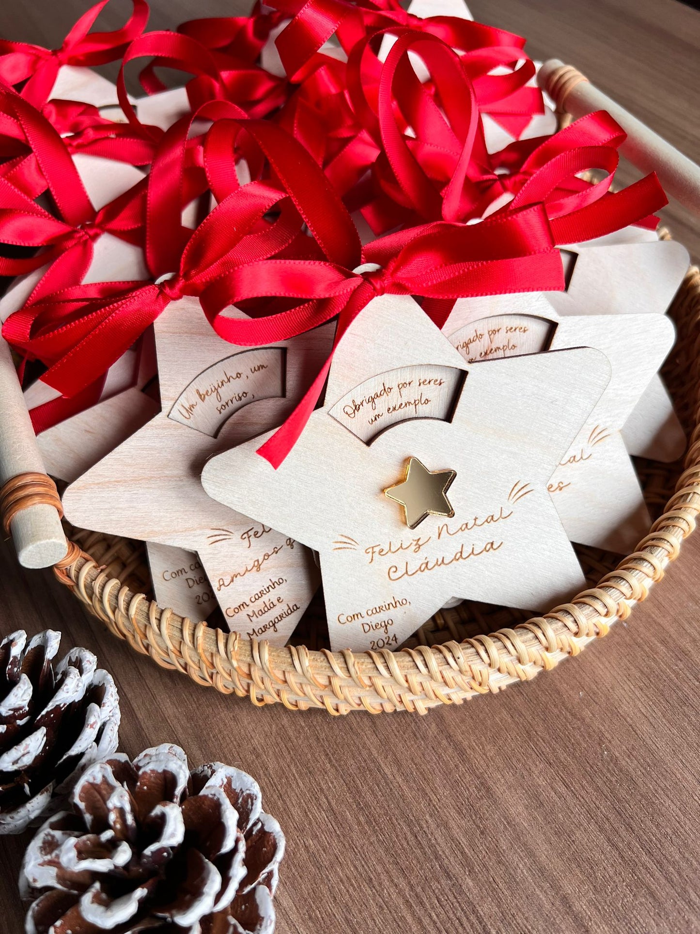 Pendente Personalizado de Natal – Estrela Rotativa