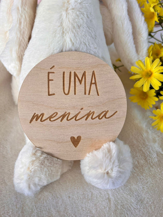 Placa para sessão fotográfica - É uma menina!