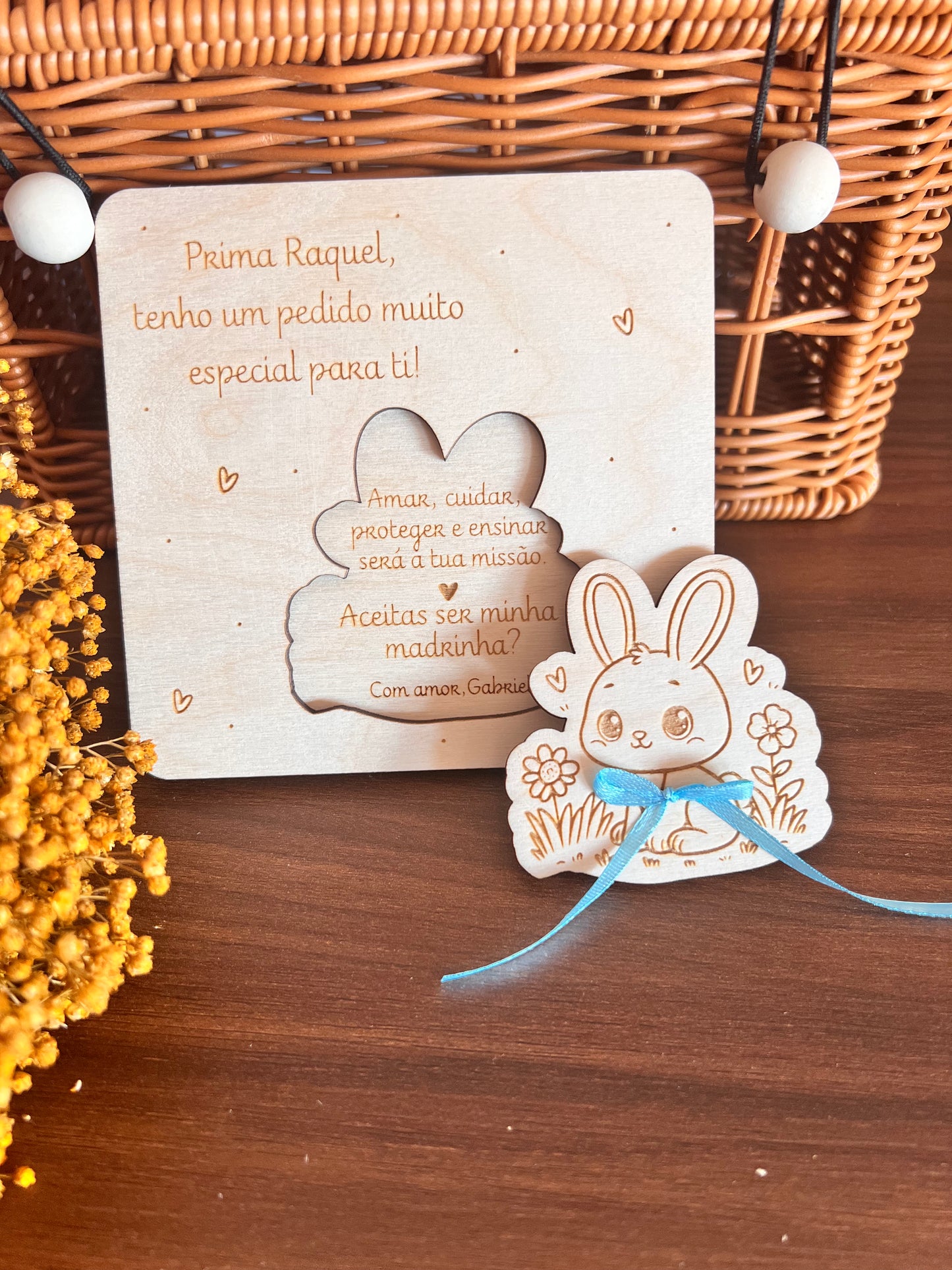 Convite para Padrinhos Destacável Formato Coelhinho