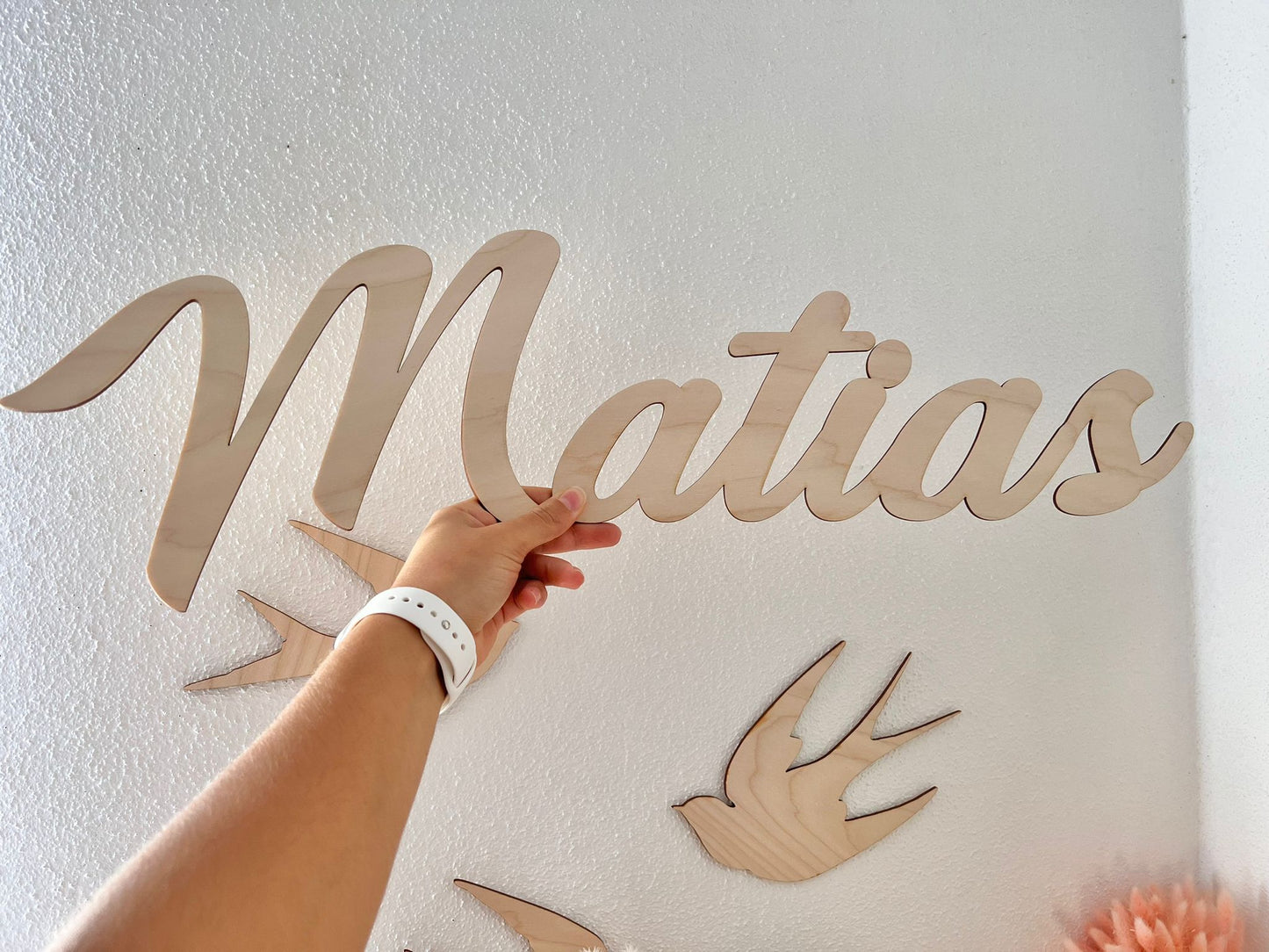 Nome Personalizado em Madeira para Parede – Decoração de Quarto de Bebé ou Infantil