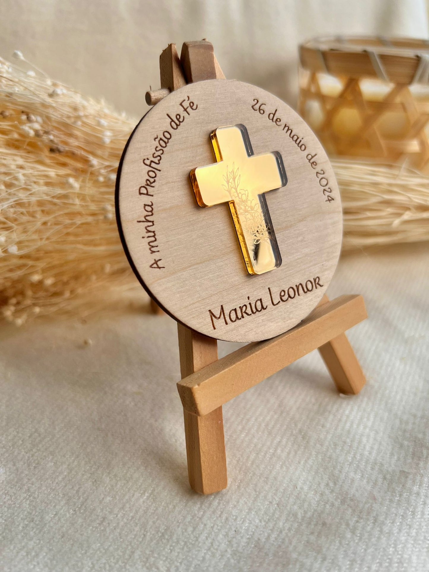 Lembrança personalizada para Batizado com saco de organza