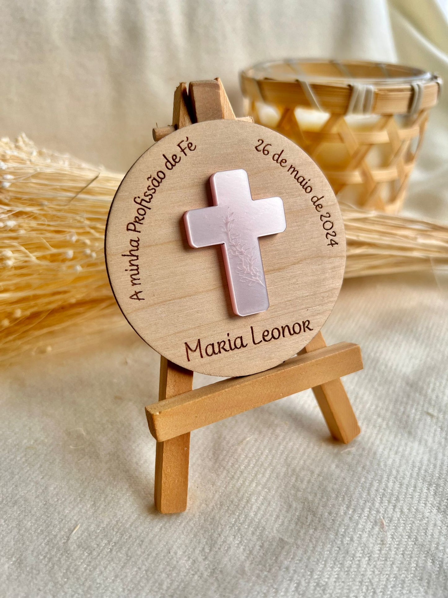 Lembrança personalizada para Batizado com saco de organza