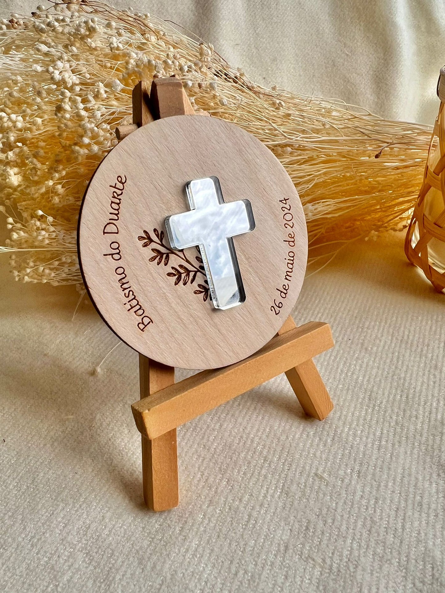 Lembrança personalizada para Batizado com saco de organza