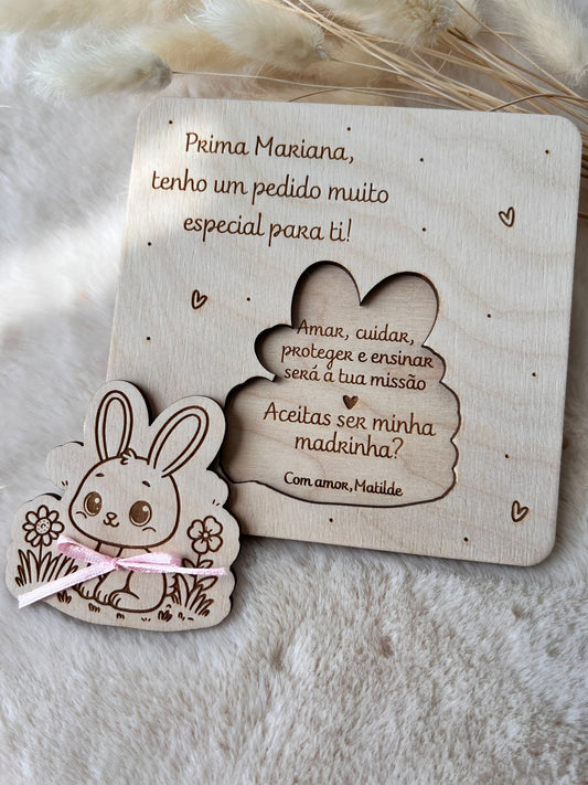 Convite para Padrinhos Destacável Formato Coelhinho