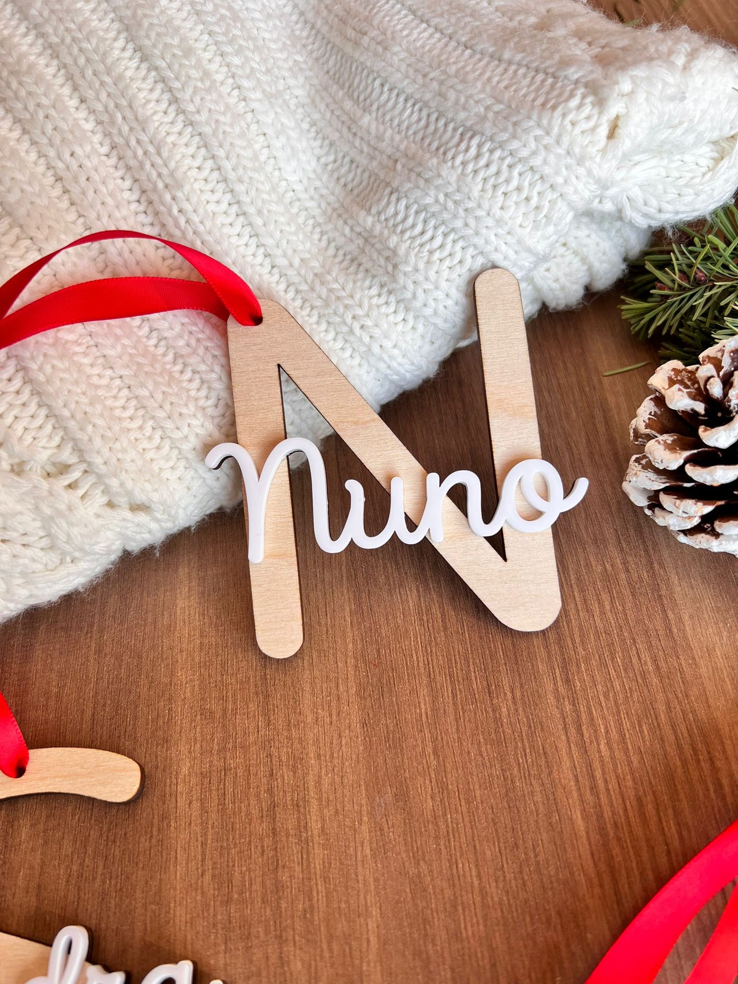 Pendente de Natal com Letra e Nome Personalizados