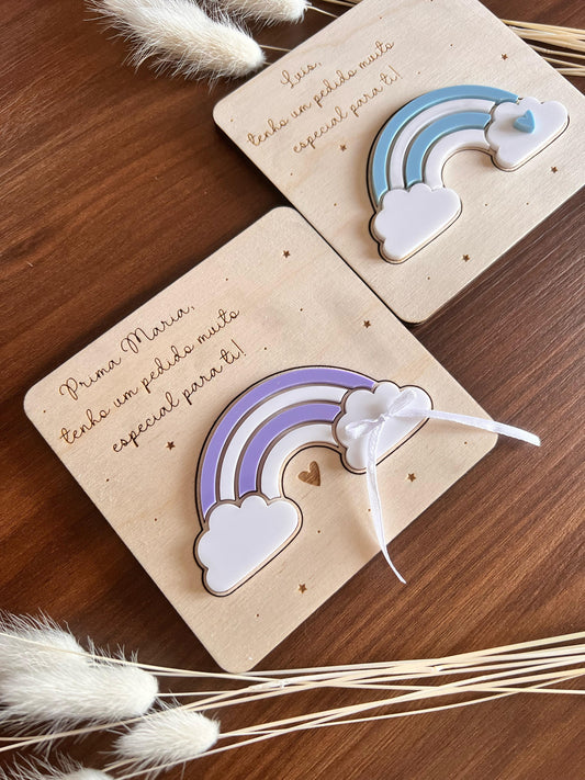 Convite para Padrinhos Destacável Formato Arco Íris