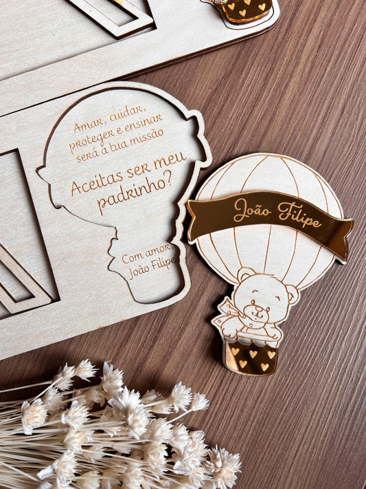 Convite para padrinhos / Moldura destacável em formato de balão