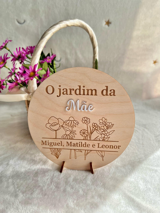 Placa “O Jardim da Mãe” – Presente Personalizado para o Dia da Mãe ou Dia dos Avós