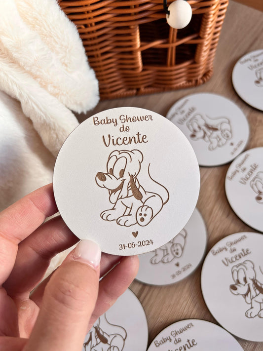 Lembrança Disney Personalizada em MDF com Íman – Baby Shower, Nascimento, Batizado ou Aniversário