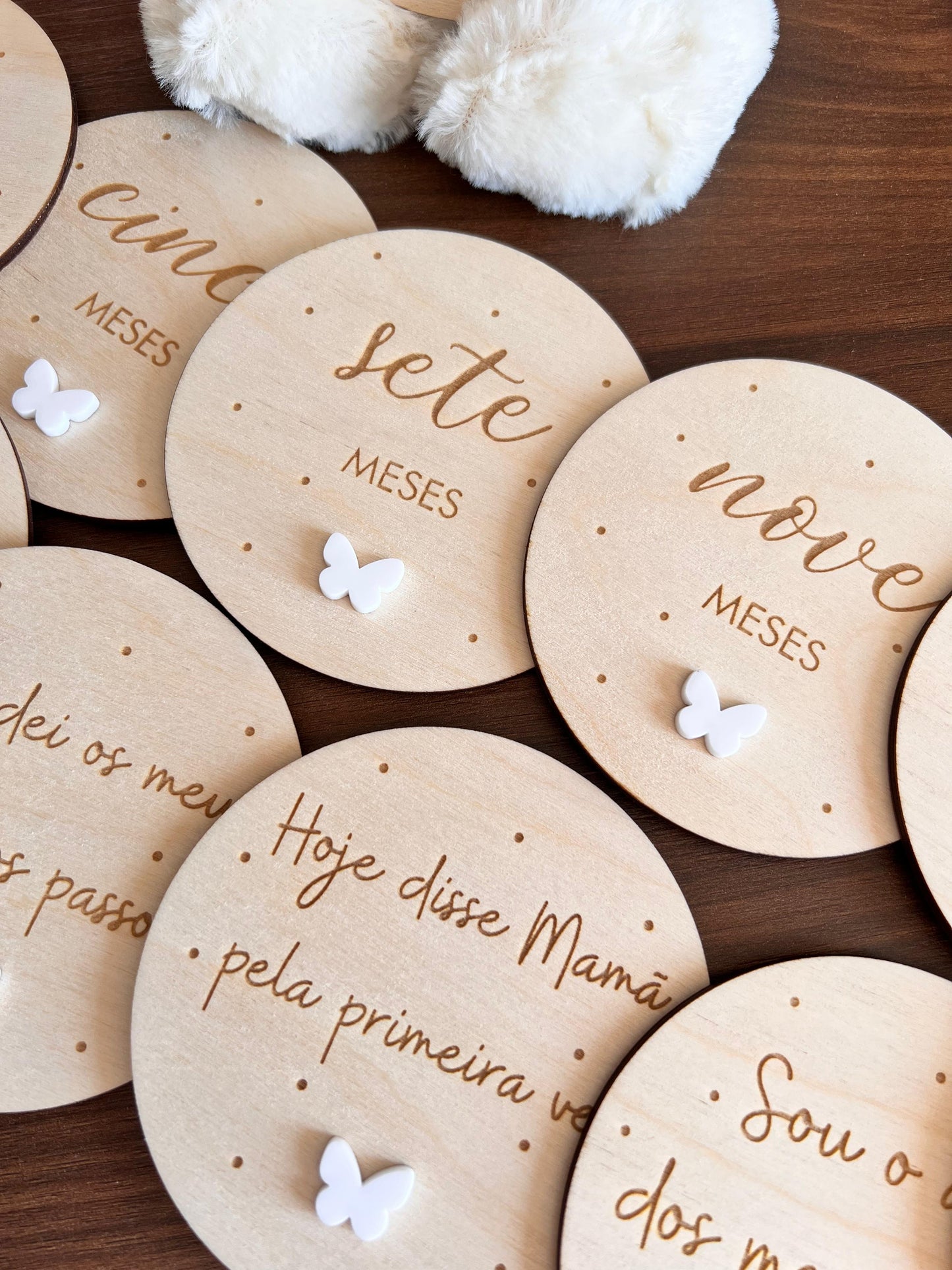 Milestones - Placas de Crescimento- Meses e Frases Borboleta