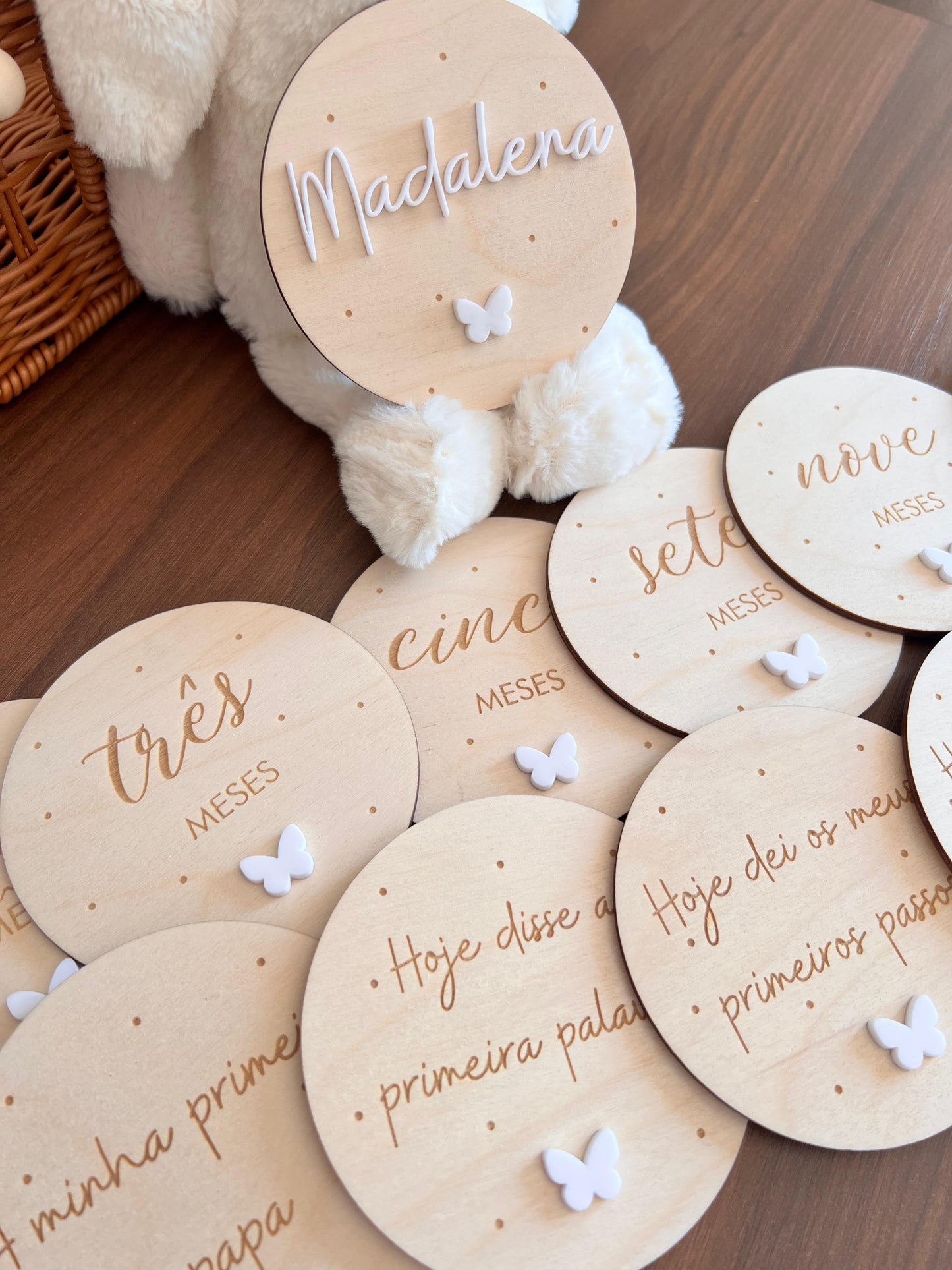 Milestones - Placas de Crescimento- Meses e Frases Borboleta