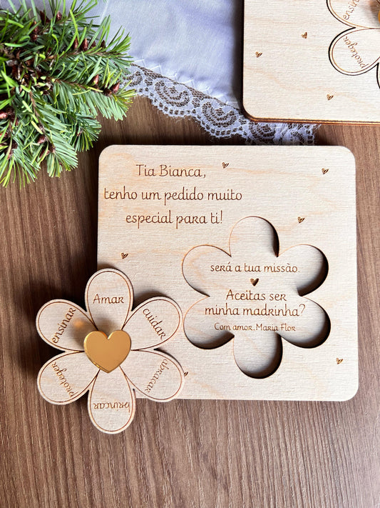 Convite para Padrinhos Destacável Formato Flor