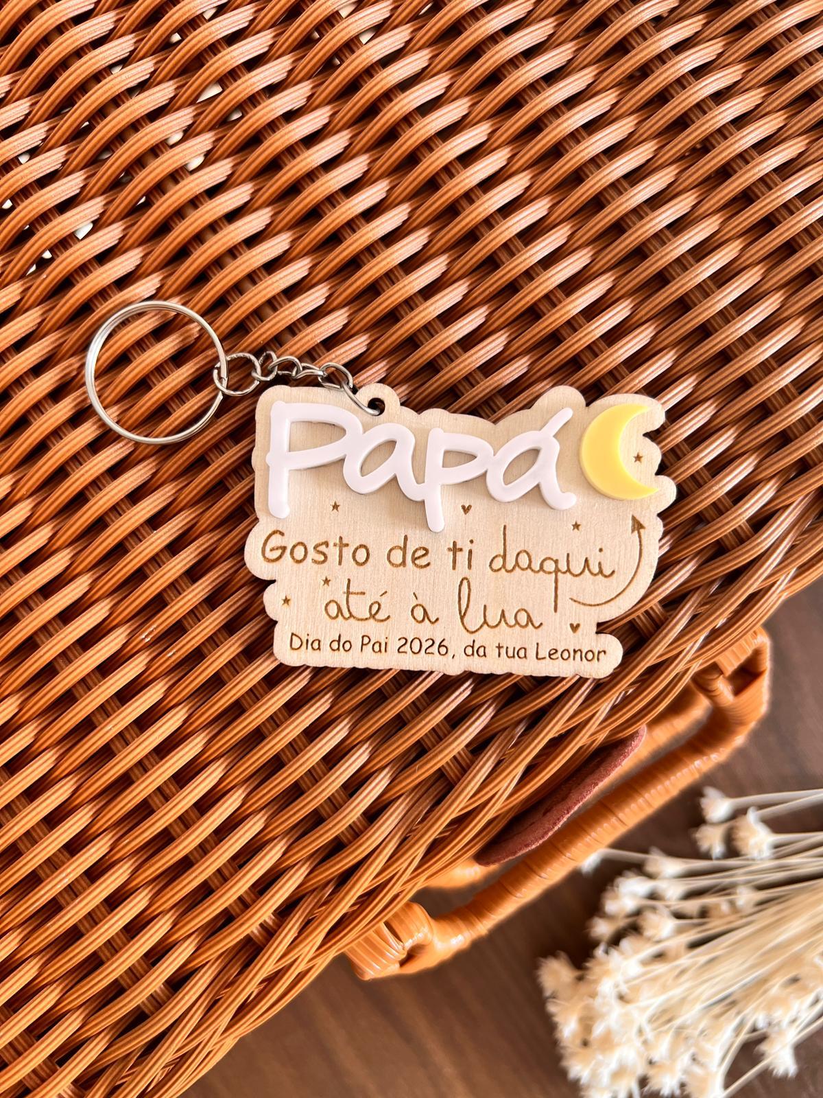 Lembrança personalizada para pai, avô ou padrinho em madeira de bétula com acrílico branco