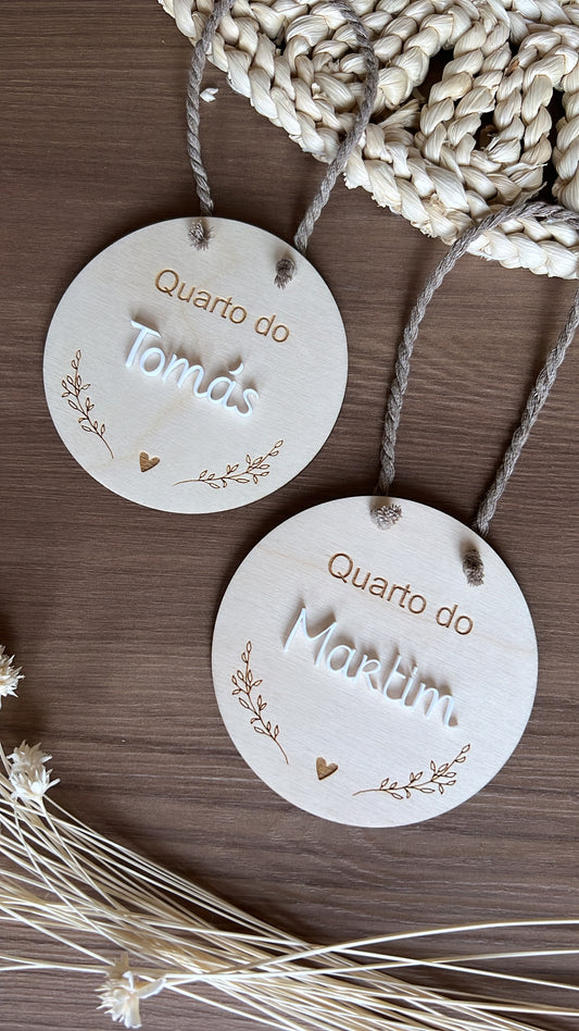 Placa de identificação de quarto de bebé/criança