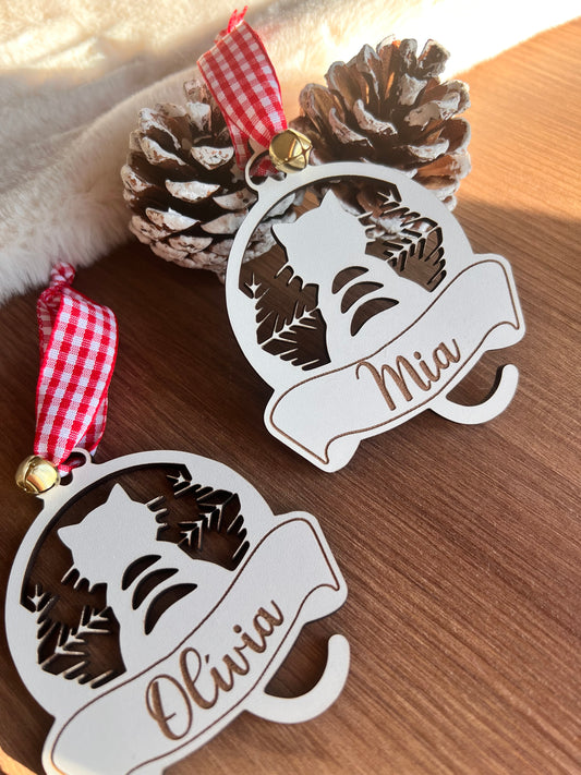 Bola de natal "Gatinho" com nome personalizado