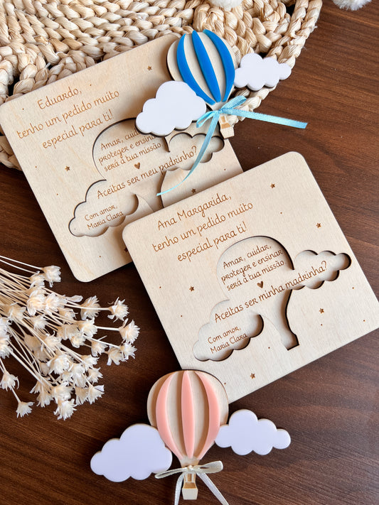 Convite para Padrinhos Destacável Formato Balão