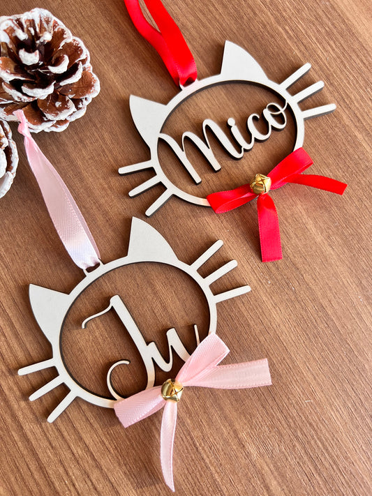 Bola de natal "Gatinho" com nome personalizado