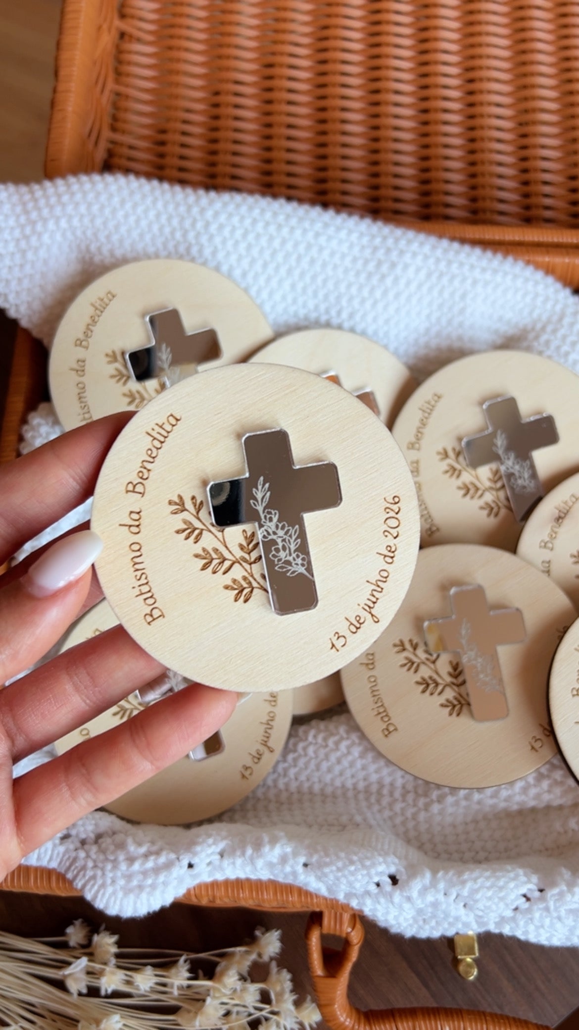 Lembrança personalizada para Batizado com saco de organza