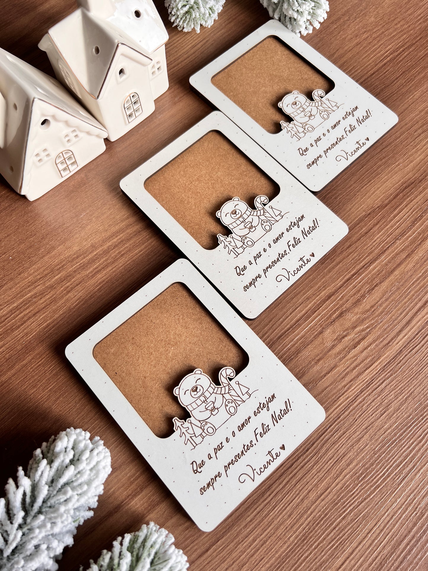 Moldura de Natal Personalizada com Foto e Frase – Presente Especial para Bebés, Pais e Avós