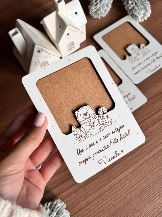 Moldura de Natal Personalizada com Foto e Frase – Presente Especial para Bebés, Pais e Avós