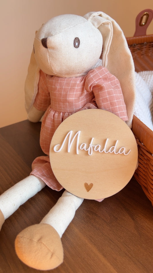 Placa de nome para sessão fotográfica de bebé
