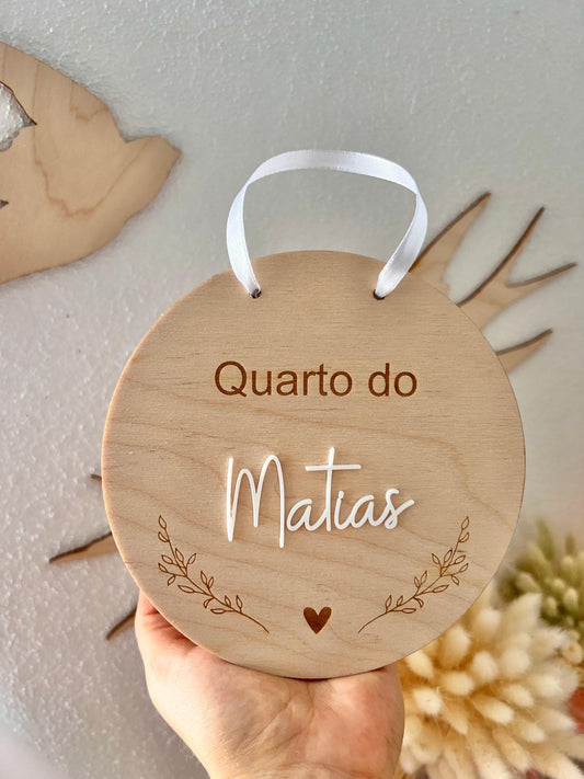 Placa de identificação de quarto de bebé/criança