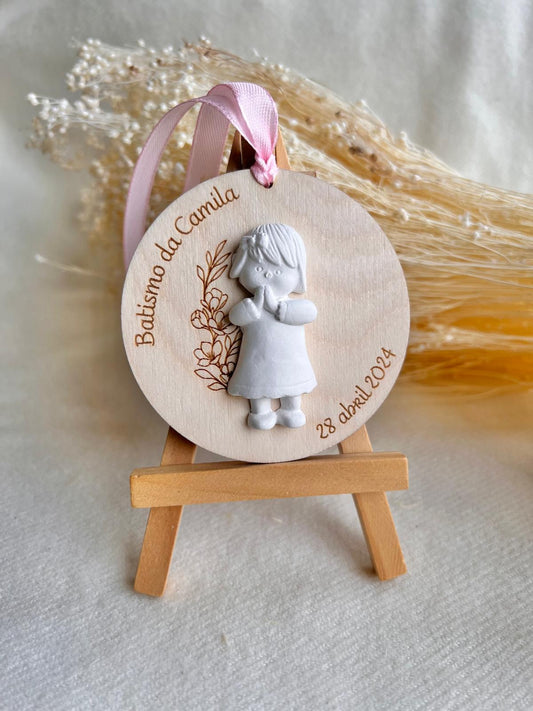 Lembrança de gesso perfumado e madeira