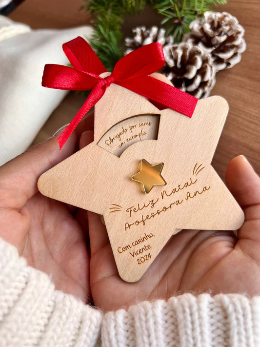 Pendente Personalizado de Natal – Estrela Rotativa