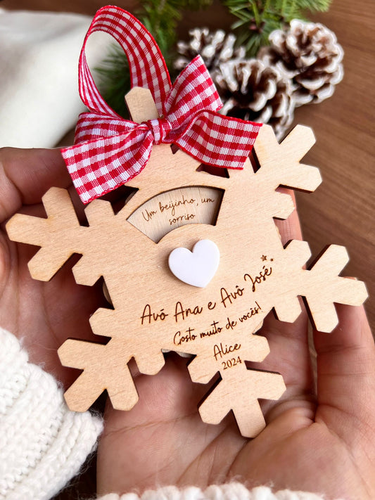 Pendente Personalizado de Natal – Floco de neve rotativo