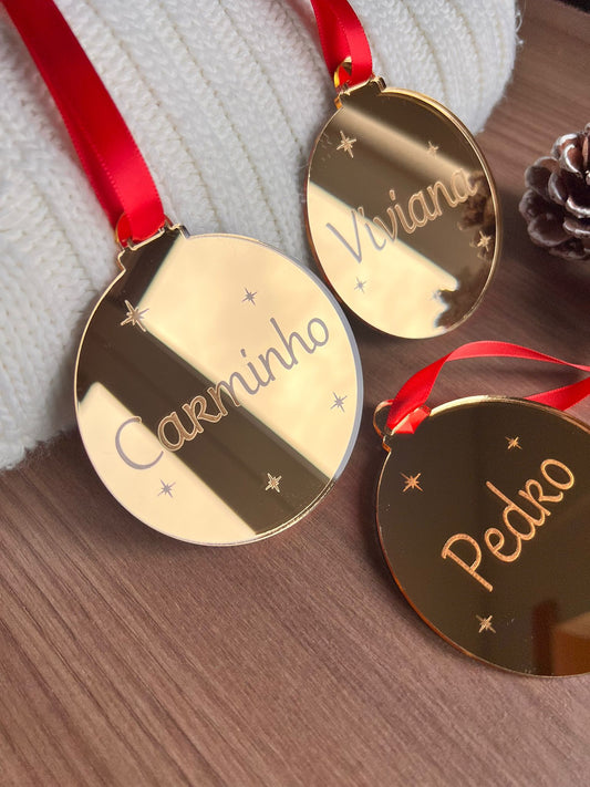Pendente de Natal Personalizado em Acrílico Dourado