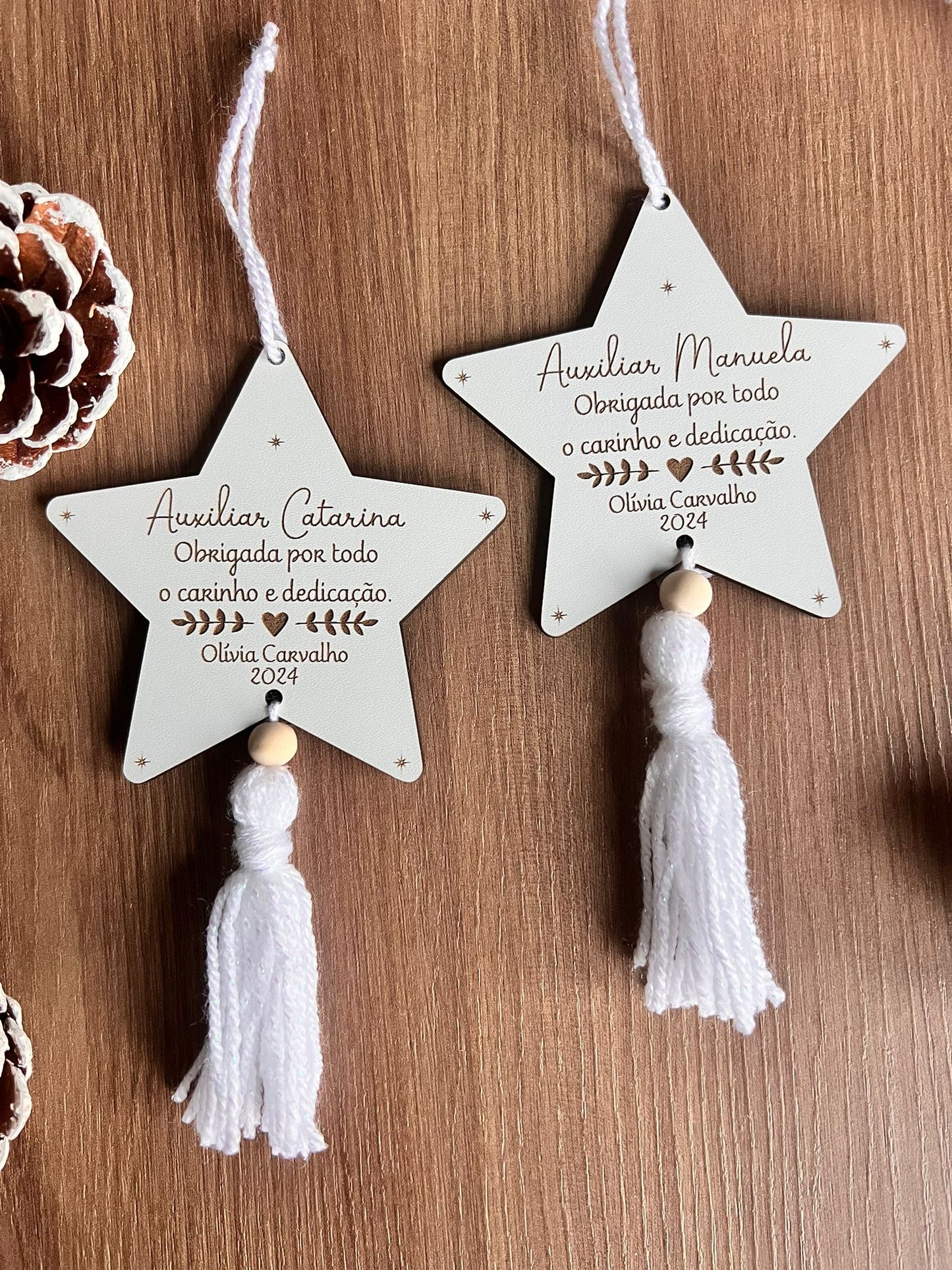 Lembrança Estrela de Natal Personalizada para educadora / Auxiliar / Professor