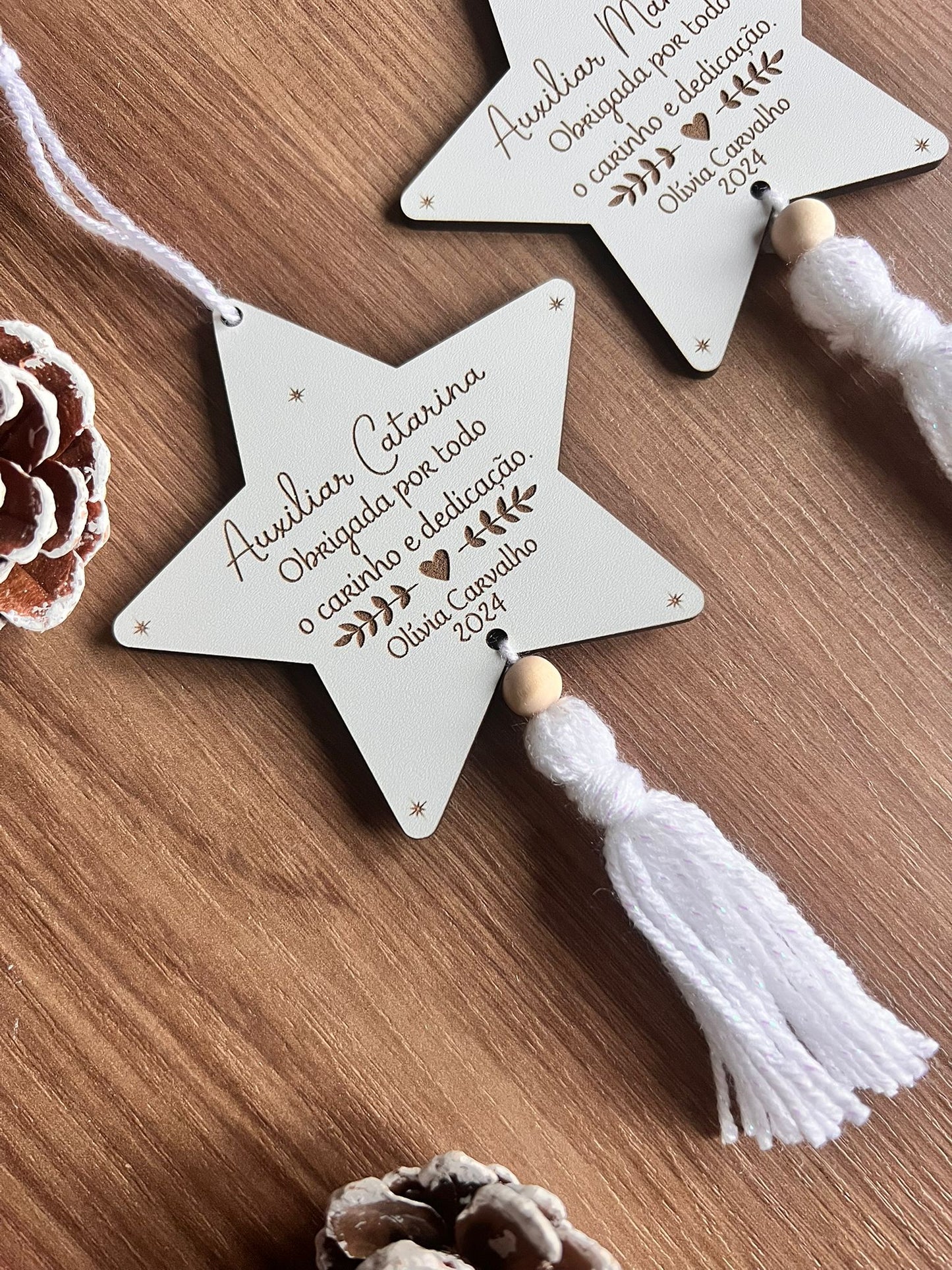 Lembrança Estrela de Natal Personalizada para educadora / Auxiliar / Professor