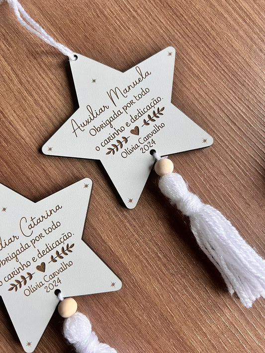Lembrança Estrela de Natal Personalizada para educadora / Auxiliar / Professor