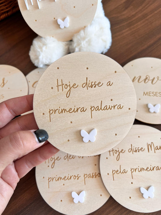 Milestones - Placas de Crescimento- Meses e Frases Borboleta