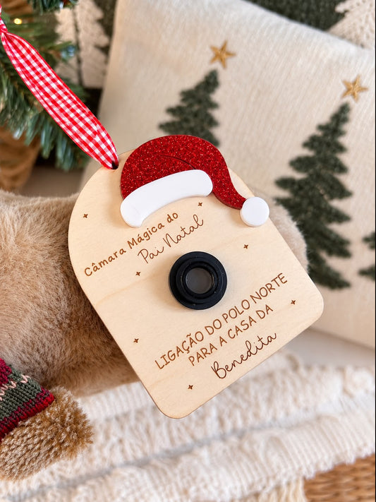Câmara Mágica do Pai Natal personalizada com o nome da criança. Uma decoração de Natal especial para guardar a magia e criar memórias inesquecíveis