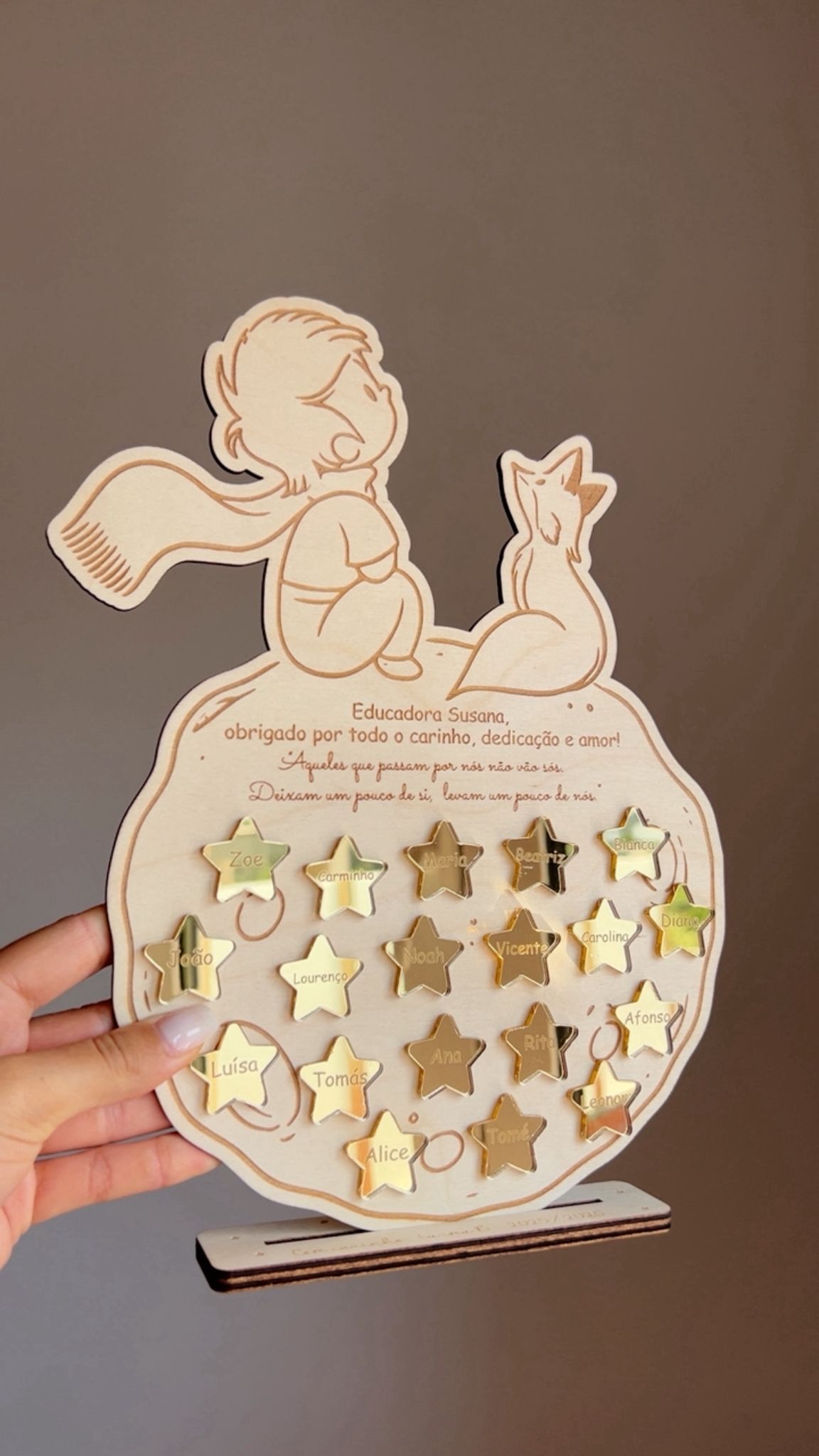 Moldura Principezinho personalizada para Educadora | Lembrança Final de Ano Escolar com Nomes