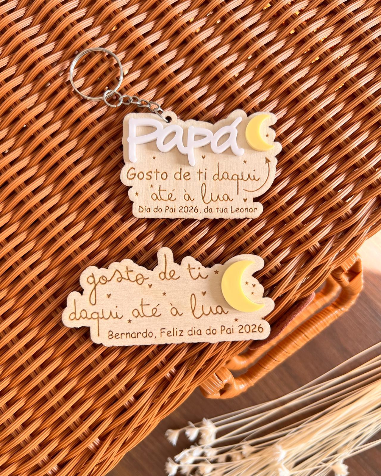 Presente Dia do Pai porta chaves em madeira natural com gravação a laser personalizada
