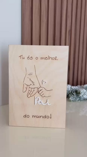 Moldura livro personalizada para o Dia do Pai em madeira de bétula com mensagem gravada e foto 10x15, presente emocional feito em Portugal
